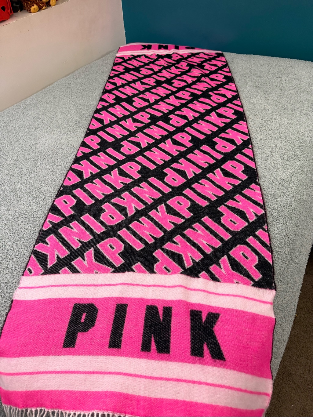 Pink Victoria Secret Fringe Neon Pink Oversized Scarf - 27” X 88”